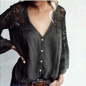 Du Jour Crochet Blouse - IN OLIVE